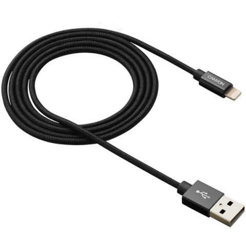 Кабель Canyon USB - Lightning (M/M) 0.96 м, Black (CNS-MFIC3B) в обплетеннi