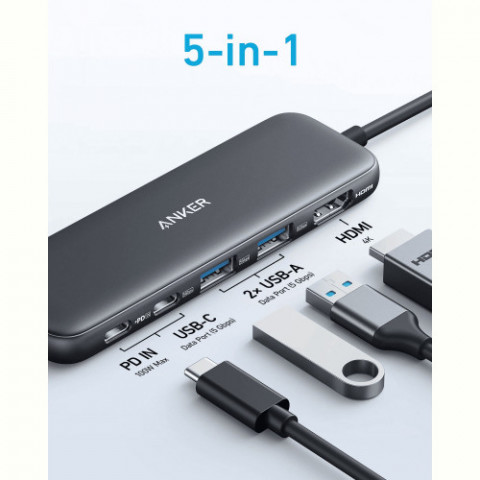 USB-хаб Anker USB-C Hub 332 5-in-1 Black (A8355H11)