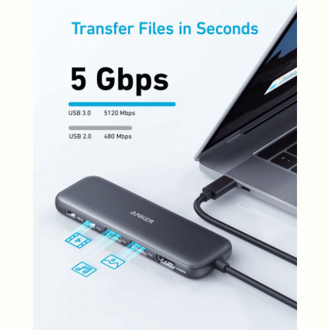 USB-хаб Anker USB-C Hub 332 5-in-1 Black (A8355H11)