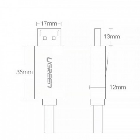 Кабель Ugreen DP102 DisplayPort - DisplayPort, 3 м, Black (10212)