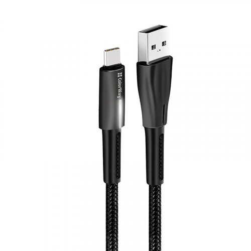 Кабель ColorWay USB-USB Type-C (zinc alloy + led), 2.4А, 1м, Black (CW-CBUC035-BK)