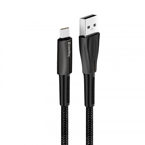 Кабель ColorWay USB-USB Type-C (zinc alloy + led), 2.4А, 1м, Black (CW-CBUC035-BK)