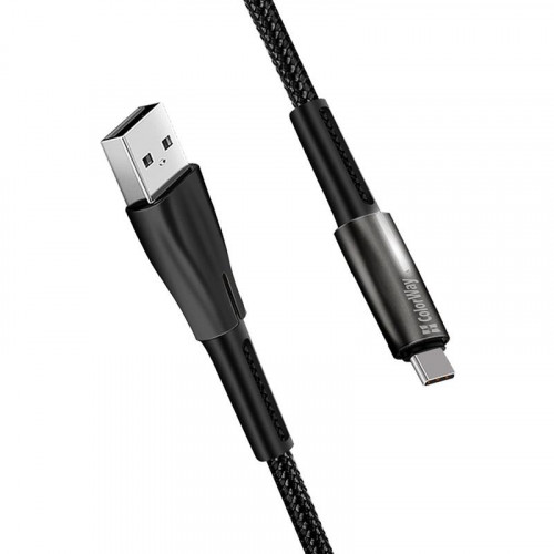 Кабель ColorWay USB-USB Type-C (zinc alloy + led), 2.4А, 1м, Black (CW-CBUC035-BK)