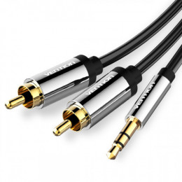 Кабель Vention AUX 3.5 mm M - 2xRCA M, 0.5 m, Black (BCFBD)