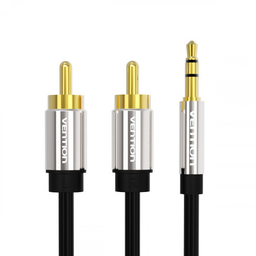 Кабель Vention AUX 3.5 mm M - 2xRCA M, 0.5 m, Black (BCFBD)