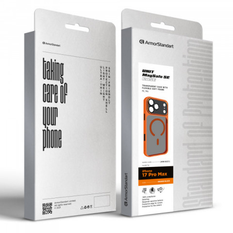 Чохол ArmorStandart Unit-C MagCase SE для Apple iPhone 17 Pro Max Orange Black (ARM86321)