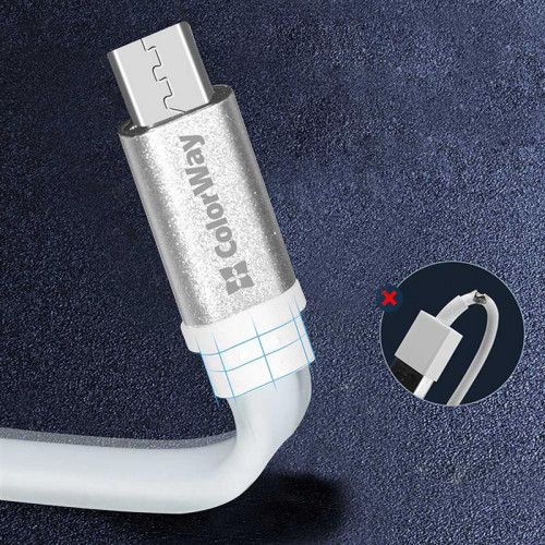 Кабель ColorWay USB-MicroUSB, 0.25м White (CW-CBUM-MUM25W)