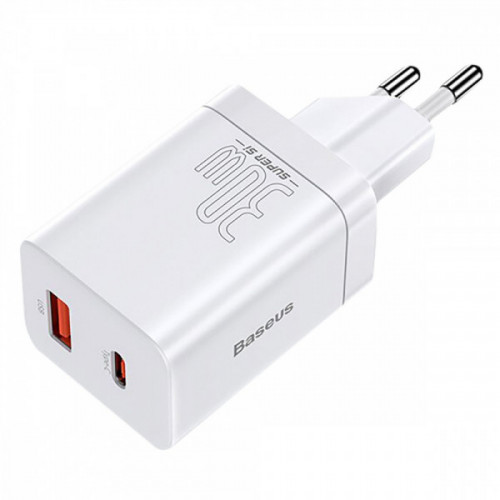 МЗП Baseus Super Si Pro Quick Charger (Type-C+USB) 30W white Купити в Україні