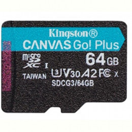 Карта пам`яті MicroSDXC 64GB UHS-I/U3 Class 10 Kingston Canvas Go! Plus R170/W70MB/s (SDCG3/64GBSP)