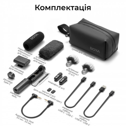 Бездротовий мікрофон BOYA Magic-03 Type-C/TRS Black Купити в Україні