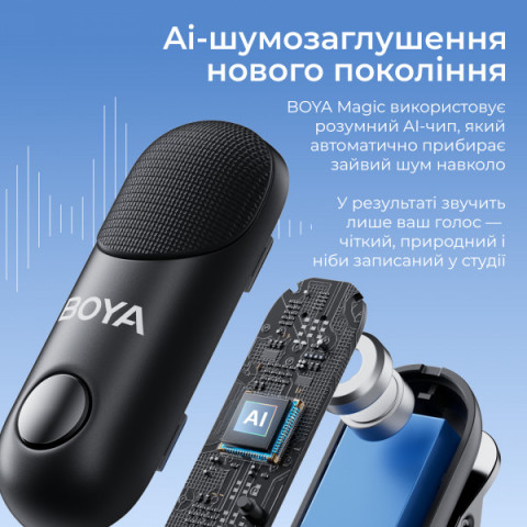 Бездротовий мікрофон BOYA Magic-03 Type-C/TRS Black Купити в Україні