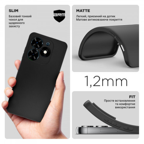 Чохол ArmorStandart Matte Slim Fit для Tecno Spark Go 2024 (BG6) Camera cover Black (ARM73577)