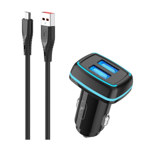 Автомобільний зарядний пристрій SkyDolphin SZ18V (2USB, 3.4A) Black (AZP-000101) + кабель microUSB