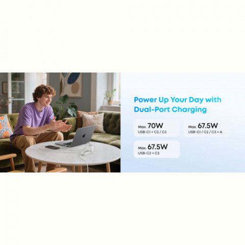 Мережевий зарядний пристрій Anker Charger 70W, 3xUSB-C, 1xUSB-A, Black (A121CG11)