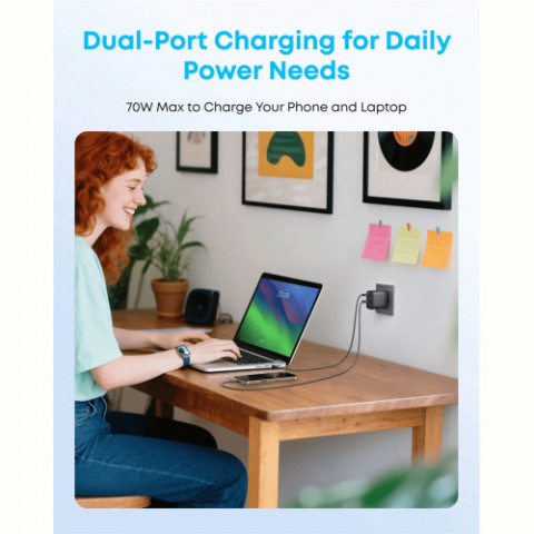 Мережевий зарядний пристрій Anker Charger 70W, 3xUSB-C, 1xUSB-A, Black (A121CG11)