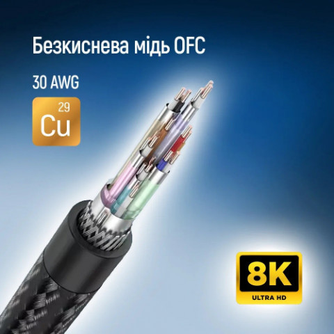 Кабель ColorWay DisplayPort-DisplayPort V1.4 8K 3м, Black (CW-CBDP094-BK)