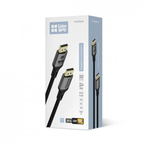 Кабель ColorWay DisplayPort-DisplayPort V1.4 8K 3м, Black (CW-CBDP094-BK)