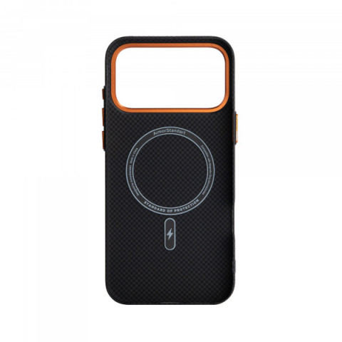 Чохол ArmorStandart LikeCarbon2 SE MagCase для Apple iPhone 17 Pro Max Kevlar Black Orange (ARM89165)