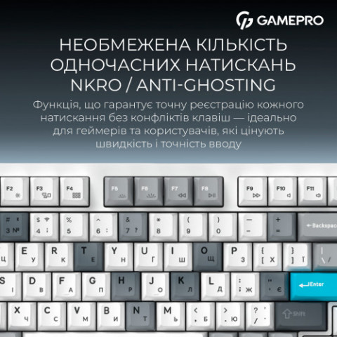 Клавіатура бездротова GamePro Asgard Drakkar Keychron Super Red Switch White (MK305WH)