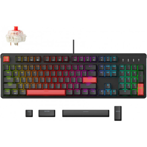 Клавіатура механічна Lemokey X3 104Key, Keychron Red, USB-A, QMK/VIA, Hot-Swap, EN/UKR, RGB, чорний