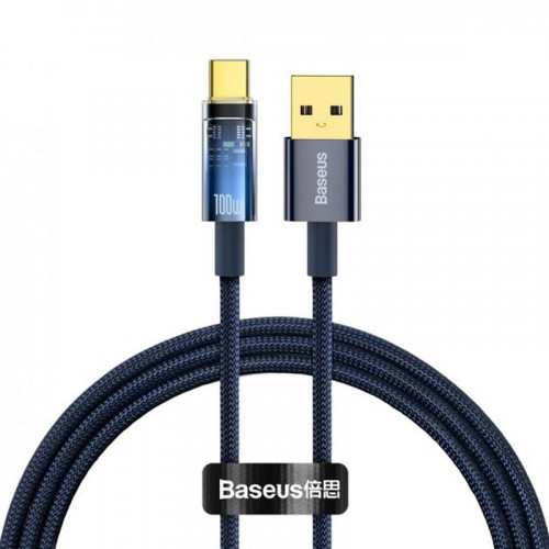 Кабель Baseus Explorer USB-USB Type-C, 5A, 100W, 1м Blue (CATS000203)