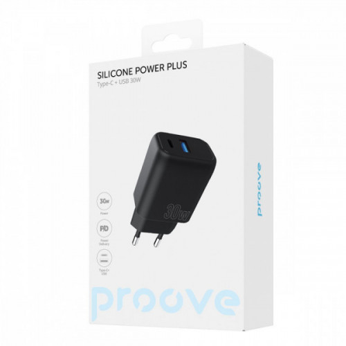 МЗП Proove Silicone Power Plus 30W (Type-C + USB) black Купити в Україні