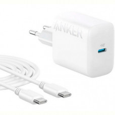 Мережевий зарядний пристрій Anker PowerPort 312 White, 20 W USB Type-C (B2347G21) + кабель USB Type-C