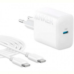 Мережевий зарядний пристрій Anker PowerPort 312 White, 20 W USB Type-C (B2347G21) + кабель USB Type-C