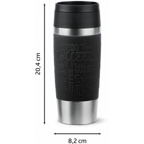 Термочашка Tefal Travel Mug Classic, 360мл, нержавіюча сталь, чорний (N2020210) Купити в Україні