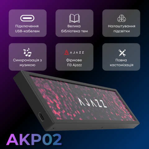 Інформаційний IPS-дисплей Ajazz AKP02-B Купити в Україні