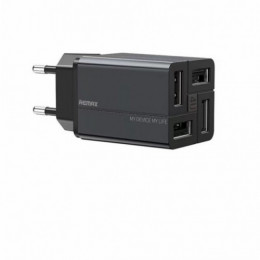 Мережевий зарядний пристрій Remax RP-U43 Wanfu (EU) (4USB 3.4А) Black (6972174153667)