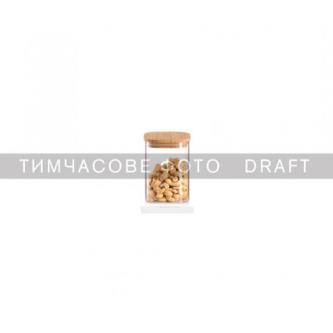 Банка для зберігання Ardesto Midori 500мл, скло, бамбук, квадратна, прозорий