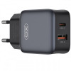 Мережевий зарядний пристрій XO L156 (1USB-С, 1USB, 3А) PD, QC 3.0 Black (L156.black)