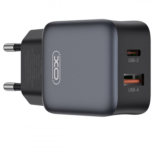 Мережевий зарядний пристрій XO L156 (1USB-С, 1USB, 3А) PD, QC 3.0 Black (L156.black)
