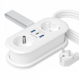 Мережевий фільтр Proove Supercoil 20W (2xAC + Type-C + 2xSB) 1.5m white