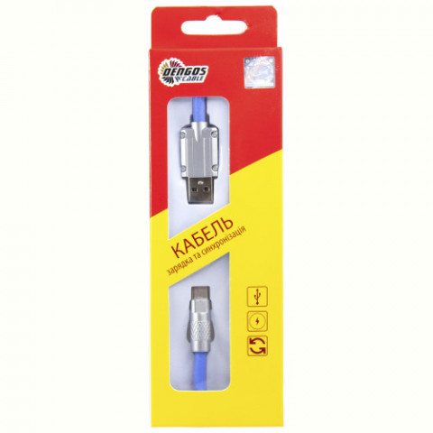Кабель Dengos USB - USB Type-C (M/M) 1 м Blue (PLS-TC-NS-BLUE)