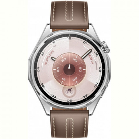 Смарт-годинник Huawei Watch GT 6 46mm Steel with Brown Composite Leather Strap (55020FTW)