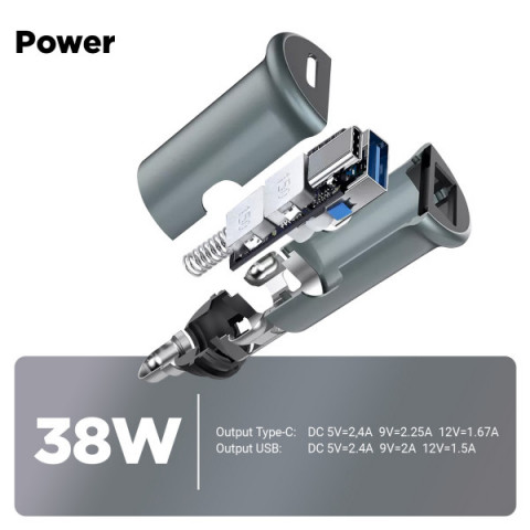 АЗП ArmorStandart USB Type-C PD20W + USB QC 3.0 Grey + кабель Lightning (ARM82460)