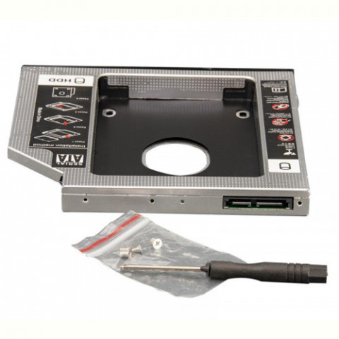 Переходнік Frime для установки 2.5" SSD/HDD у відсік приводу 12.7мм Black/Silver (FHDC127M)