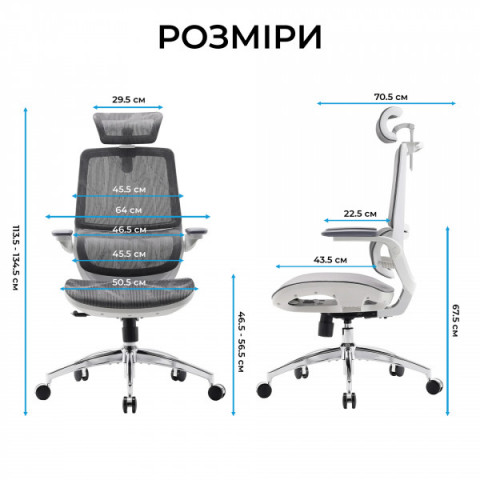 Крісло офісне Sihoo M59AS Mesh Gray (M59AS-M301) Купити в Україні