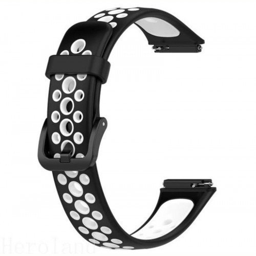 Ремінець BeCover Vents Style для Huawei Band 7/Honor Band 7 Black-White (709439)