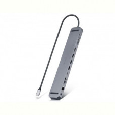USB-хаб REAL-EL CQ-1000 USB3.0х3/USB-C/HDMI/VGA/RJ45/SD/TF/3.5 mm audio, 0.4m, Space Grey
