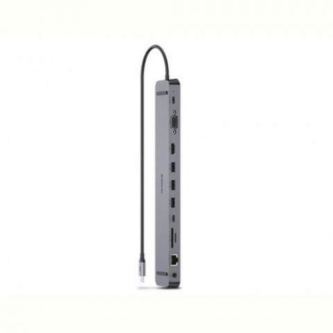 USB-хаб REAL-EL CQ-1000 USB3.0х3/USB-C/HDMI/VGA/RJ45/SD/TF/3.5 mm audio, 0.4m, Space Grey
