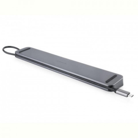 USB-хаб REAL-EL CQ-1000 USB3.0х3/USB-C/HDMI/VGA/RJ45/SD/TF/3.5 mm audio, 0.4m, Space Grey