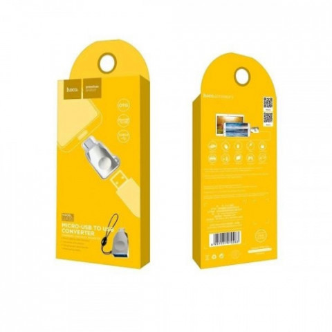 Адаптер Hoco UA10 USB V 3.0 - micro USB (F/M), Silver (UA10S)