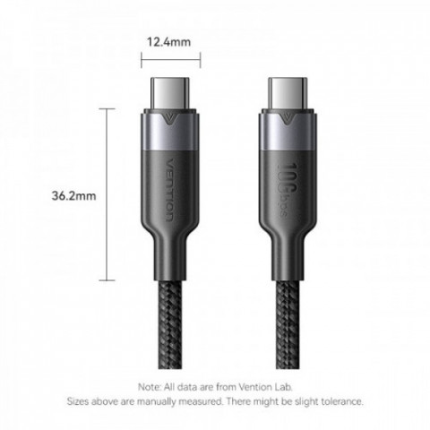 Кабель Vention USB Type-C - USB Type-C (M/M), 100W, 5A, 1 м, Black (TRGBF)