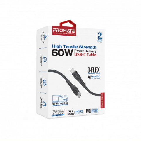 Кабель Promate xCord-CC200 USB Type-C - USB Type-C (M/M), 2 м, Black (xcord-cc200.black)