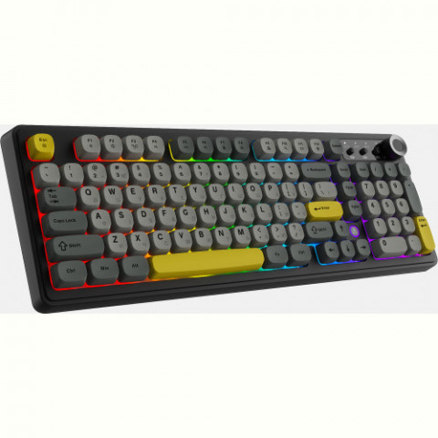 Клавіатура бездротова Ajazz AF98 Plus Black Gray Yellow (AF98-PLUS-BGY)