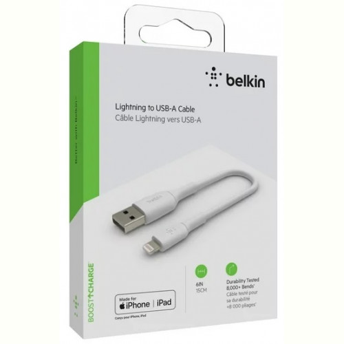 Кабель Belkin PVC USB - Lightning, 0.15 м White (CAA001BT0MWH)