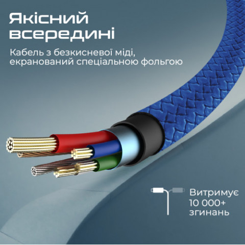 Кабель Promate xCord-Ai USB - Lightning (M/M), 2 A, 1 м, Navy